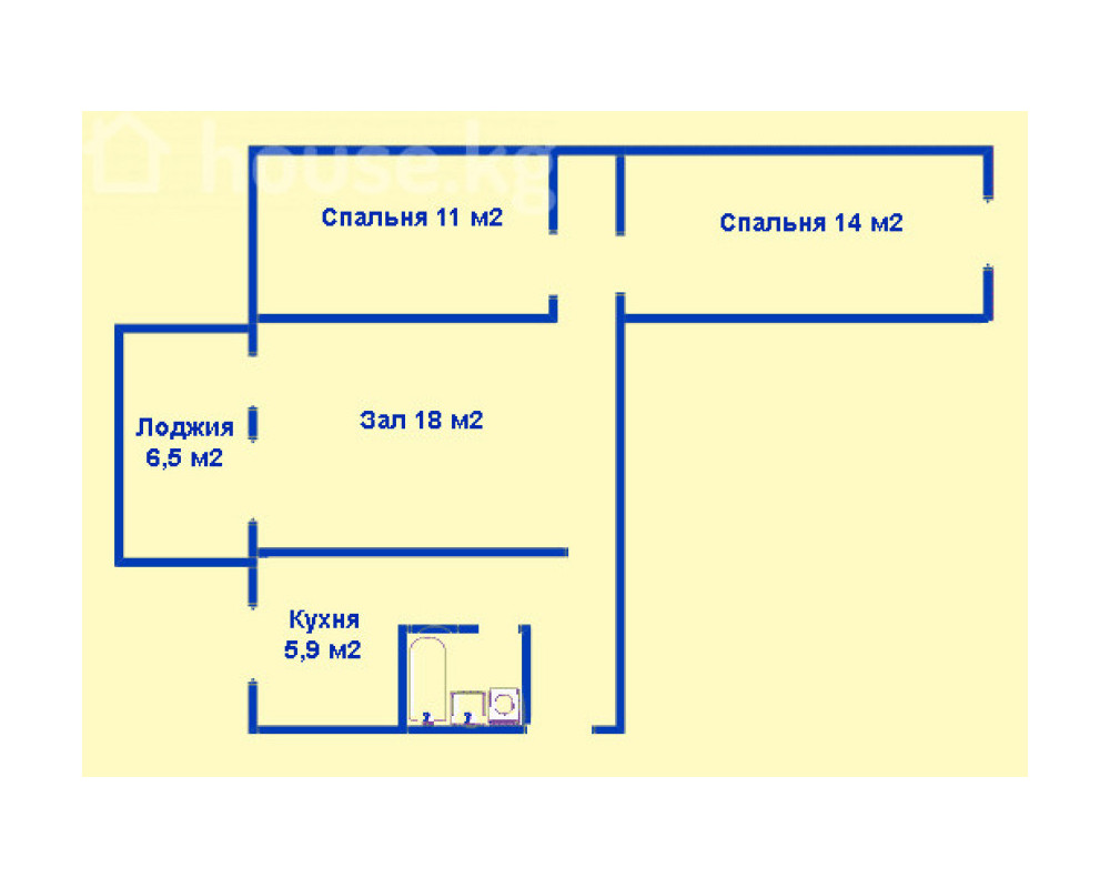 , Квартира, 3комн, с отделкой, 104 серия, 4этаж, 5этажность, 58м<sup>2</sup>, 72500$