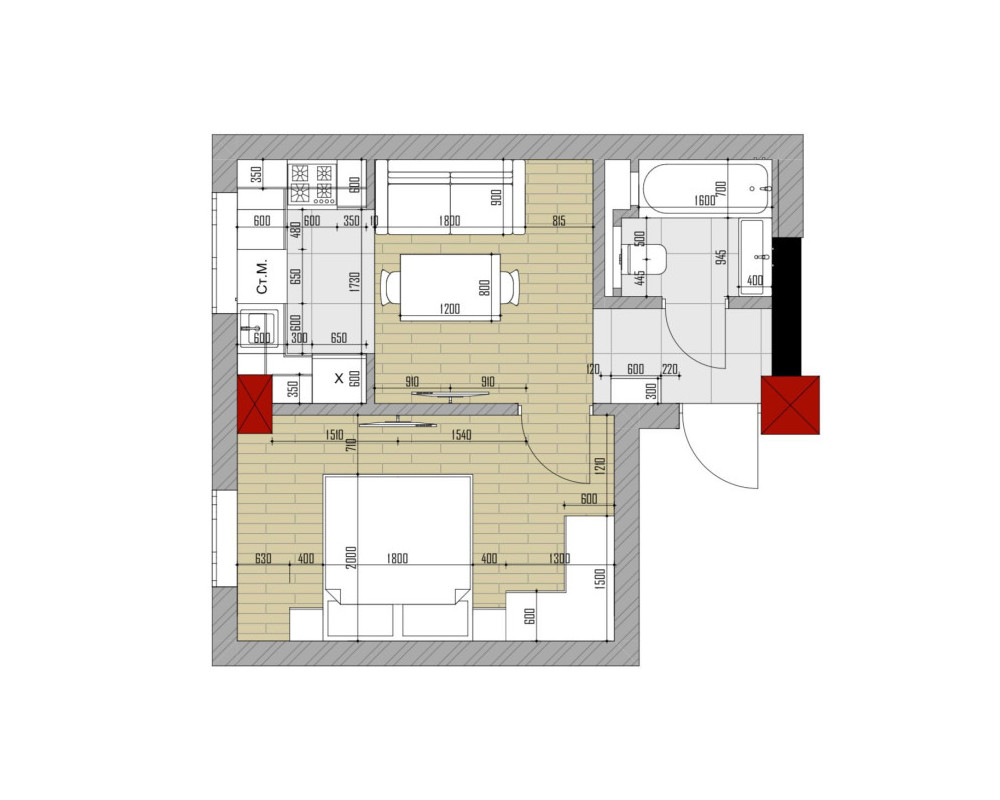  Квартира, 1комн, с отделкой, Элитка, 2этаж, 12этажность, 30м<sup>2</sup>, 48500$