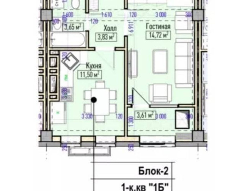 , Квартира, 1комн, с отделкой, Элитка, 13этаж, 14этажность, 37м<sup>2</sup>, 47500$