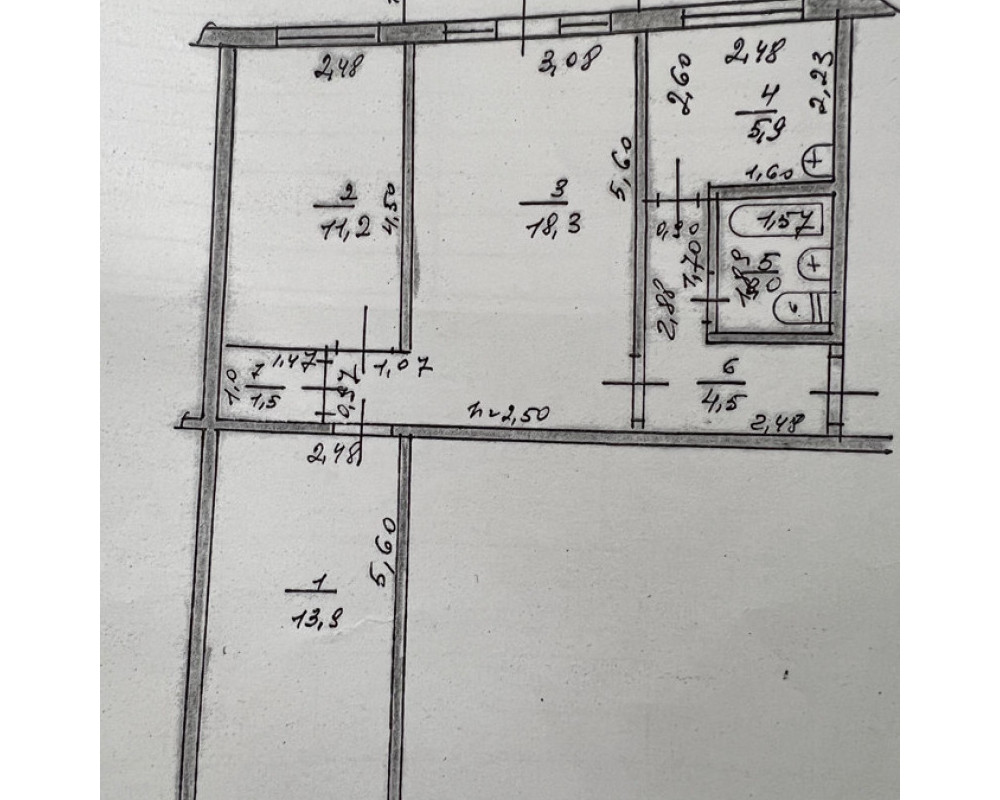 , Квартира, 3комн, с отделкой, 104 серия, 3этаж, 4этажность, 58м<sup>2</sup>, 83000$