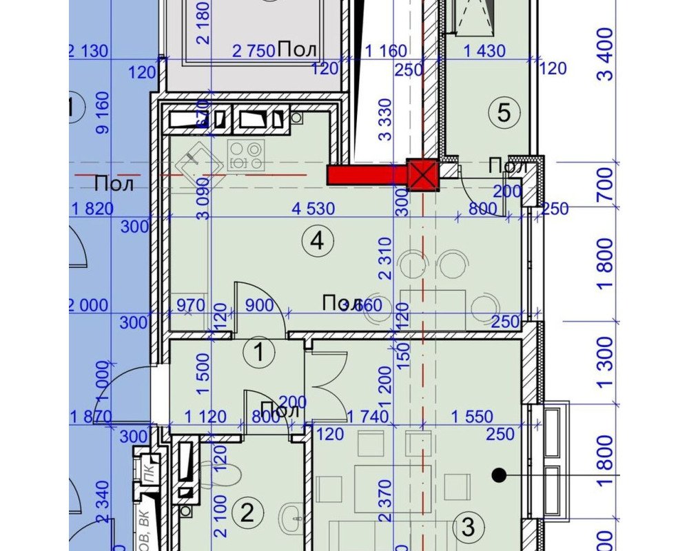  Квартира, 1комн, ПСО, Элитка, 8этаж, 12этажность, 42м<sup>2</sup>, 35500$