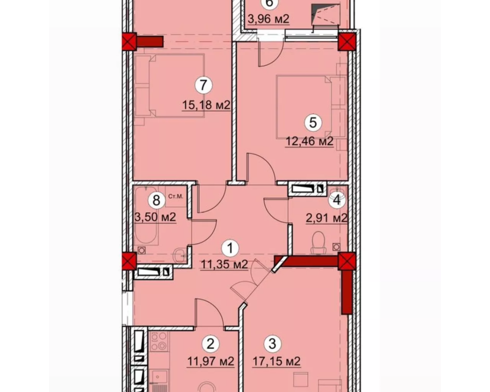 , Квартира, 3комн, ПСО, Элитка, 6этаж, 10этажность, 81м<sup>2</sup>, 70000$