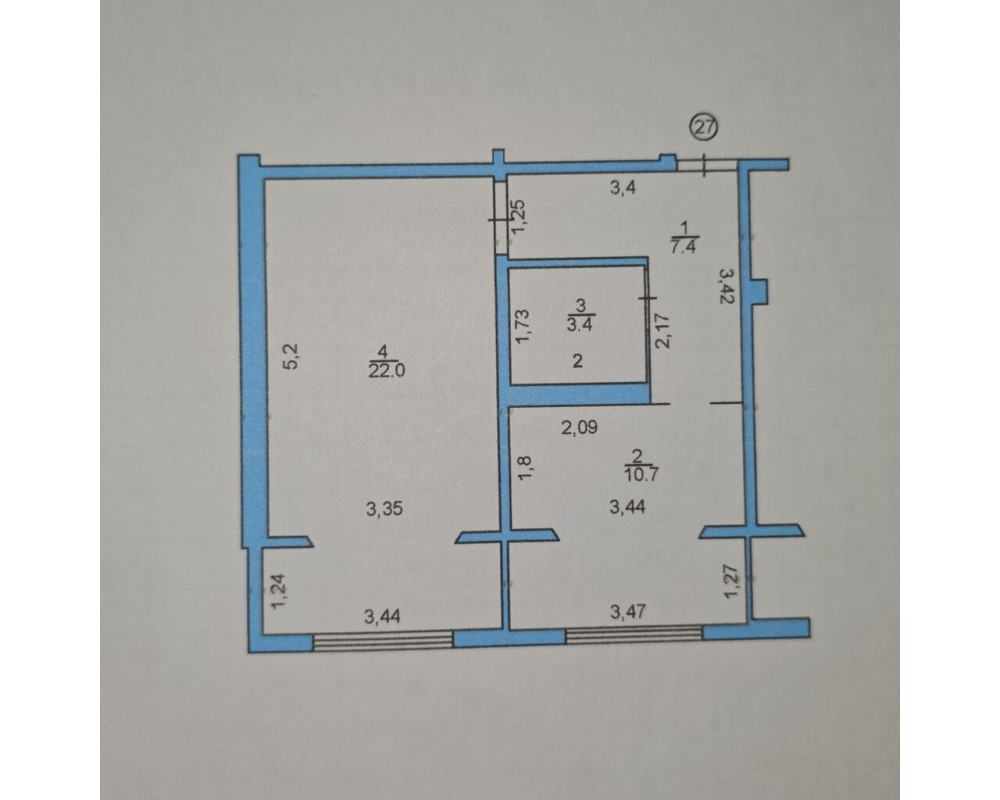 , Квартира, 1комн, с отделкой, 105 серия, 7этаж, 9этажность, 43м<sup>2</sup>, 52000$