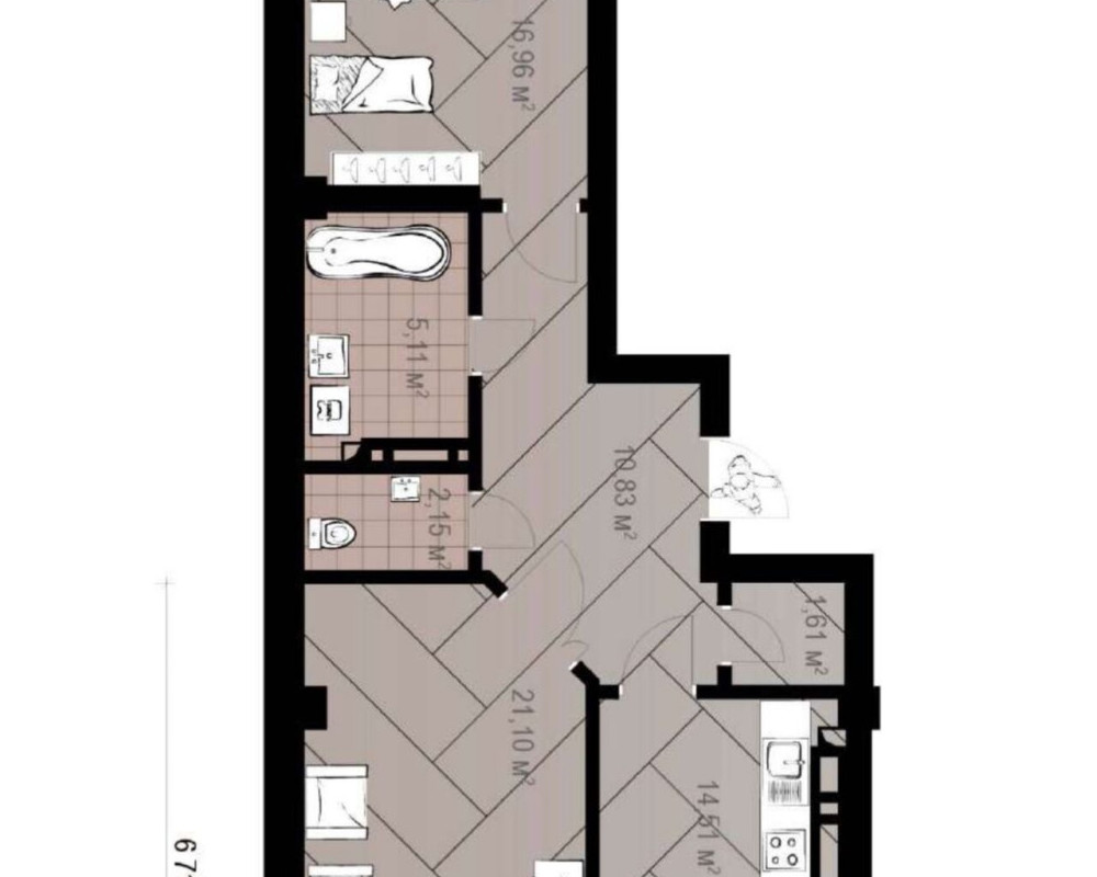 , Квартира, 2комн, ПСО, Элитка, 9этаж, 14этажность, 72м<sup>2</sup>, 64000$