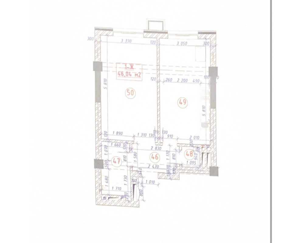 , Квартира, 1комн, ПСО, Элитка, 13этаж, 15этажность, 46м<sup>2</sup>, 54000$